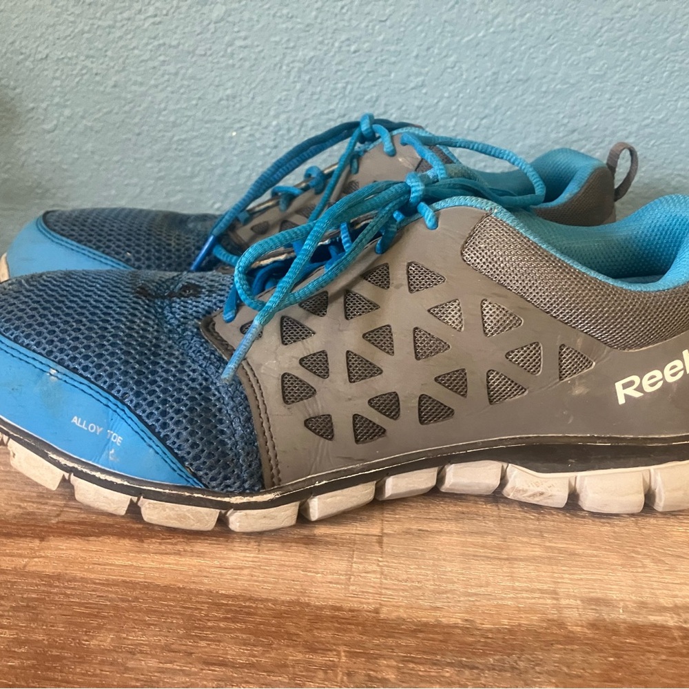 Reebok Men's Gray and Blue Steel Toe Work Shoes